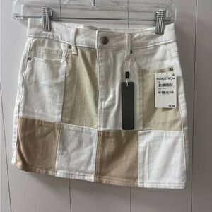 NWT Nordstrom Cream and Tan Patchwork Skirt